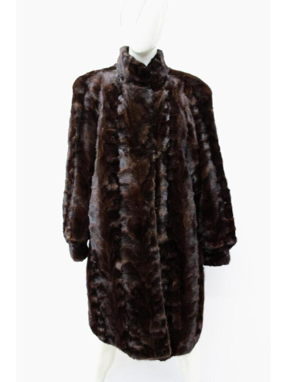 Excellent Canadian Dark Ranch Mink Fur Coat Jacket Women Woman Size 8 Medium